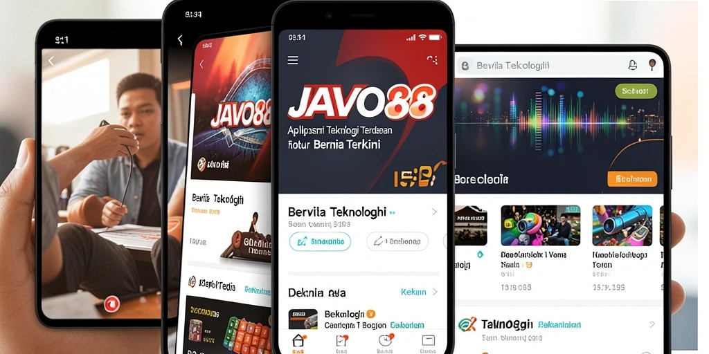 Tampilan utama aplikasi JAVO88 dengan berita terkini