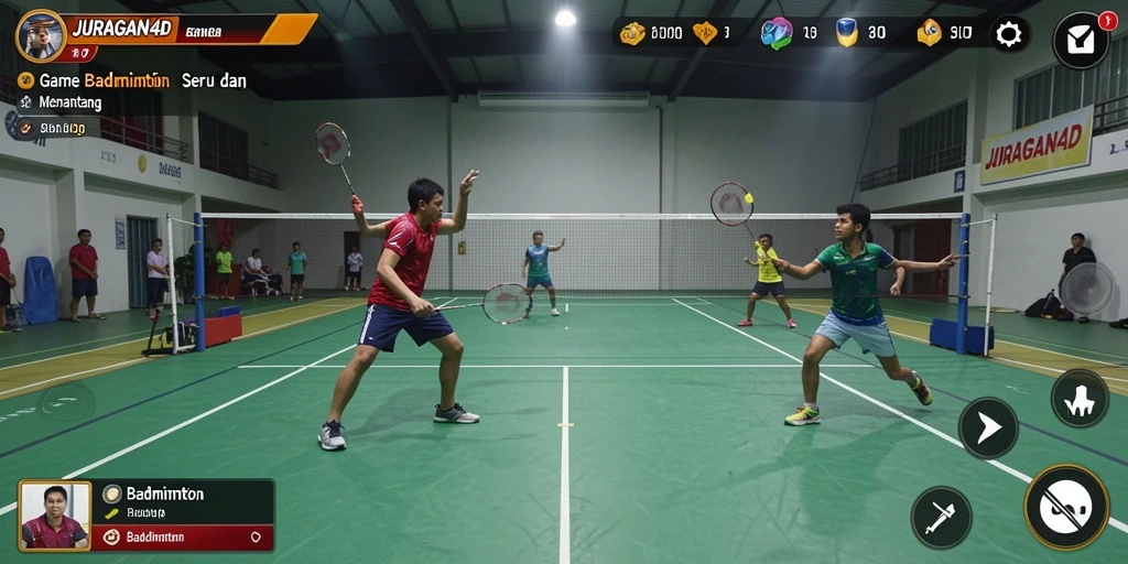 Antarmuka permainan badminton yang interaktif dan menarik.