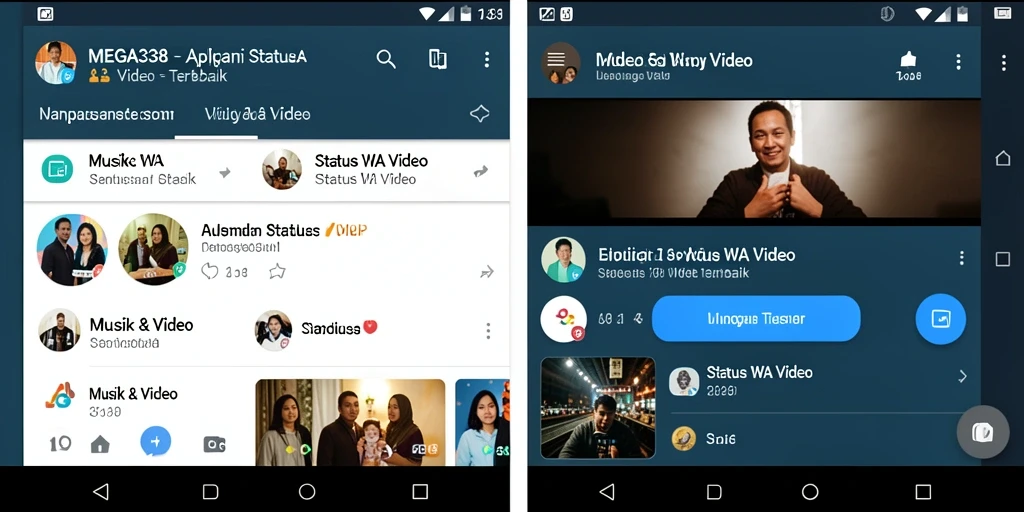 Antarmuka MEGA338 untuk mengunduh Status WA Video yang menarik.