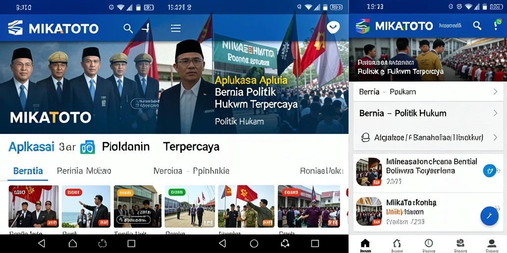 Antarmuka utama MIKATOTO menampilkan berita Politik Hukum terbaru.