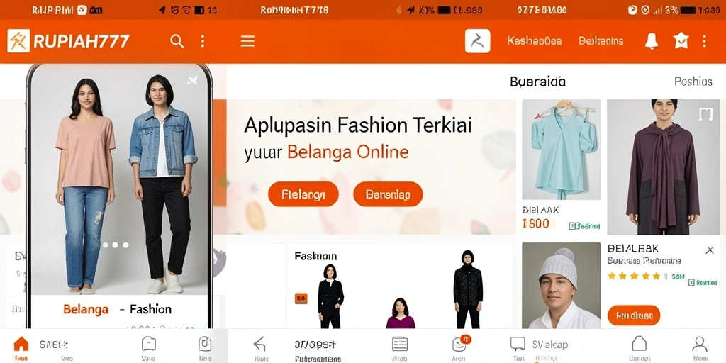 Antarmuka aplikasi RUPIAH777 yang stylish dan modern untuk belanja fashion.
